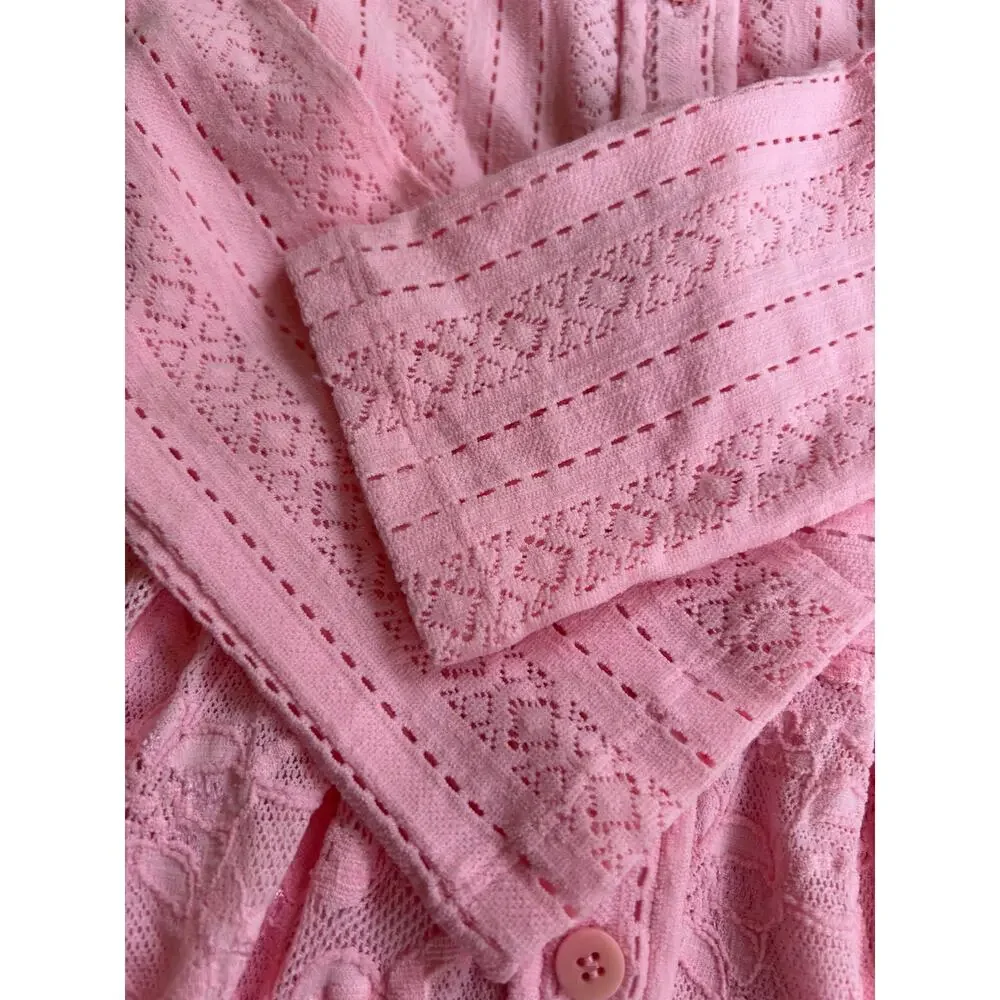 Maje Pink Lace Long-Sleeve Dress